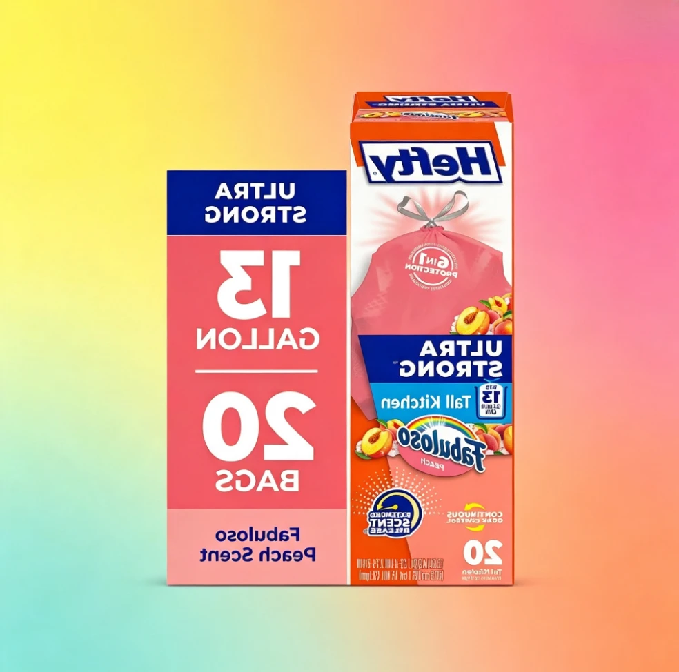 Hefty Ultra Strong 13 Gallon Trash Bags, Tall Kitchen Trash Bags, Peach, Fabuloso Peach Scent, 20 Bags