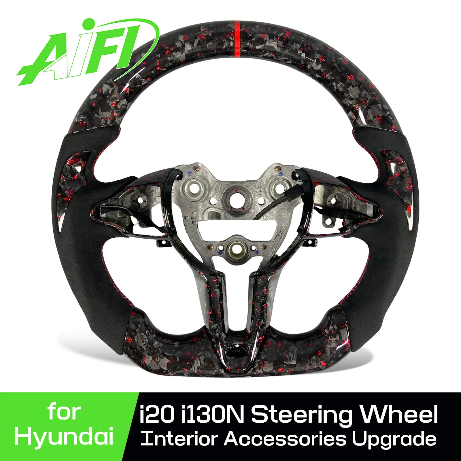 Custom Red Forged Carbon Fiber Steering Wheel for Hyundai N Models Elantra N GT Hatchback Model I30N I20N Fastback N Line