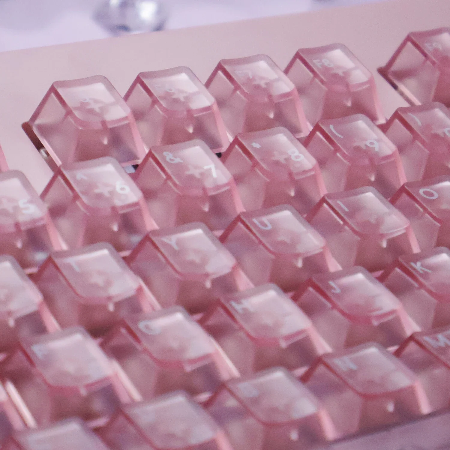 

Pink through keycaps 144 keys Sakura letterhead girl powder ABS fog through material Original factory Highly suitable mechanical