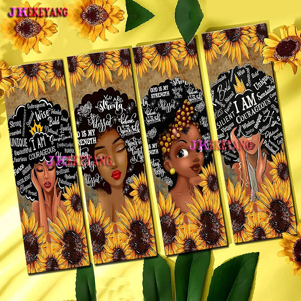 Diamond Painting African girl and sunflower 5D Diamond Embroidery Mosaic Cross Stitch Set Picture Of Rhinestones Y4969