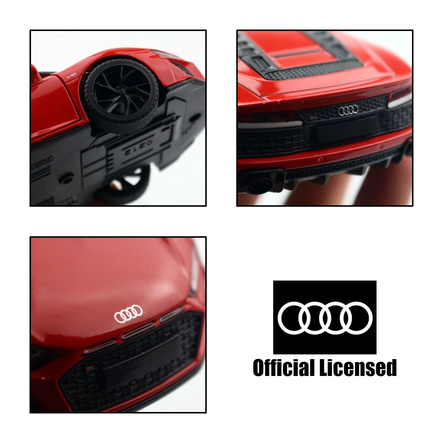 1/32 Audi R8 Spyder Super Sport Diecast Alloy Metal Miniature Toy Car Model Pull Back Doors Openable Collection Gift for Boy Kid