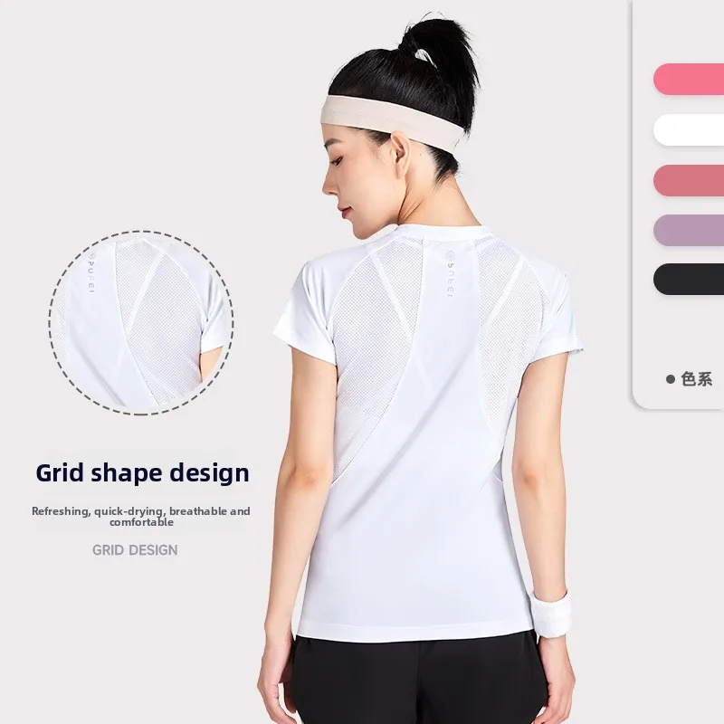 تي شيرت سبيدو للسيدات بأكمام قصيرة للجري في الهواء الطلق فضفاض ونحيف من حرير الحليب المطاطي ملابس رياضية كاجوال للياقة البدنية