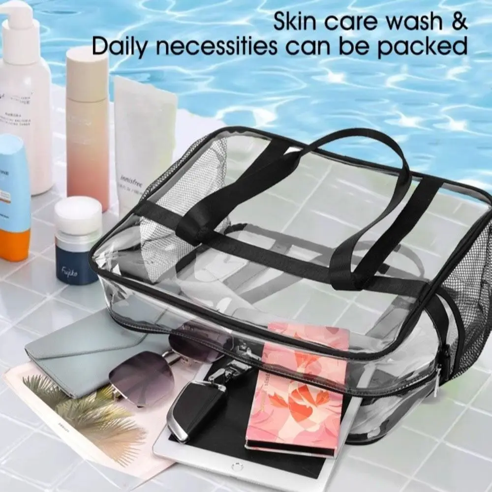 Large Capacity Transparent Crossbody Bag Waterproof Portable Toiletries Handbag Lightweight PVC Material Washing Storage Bag