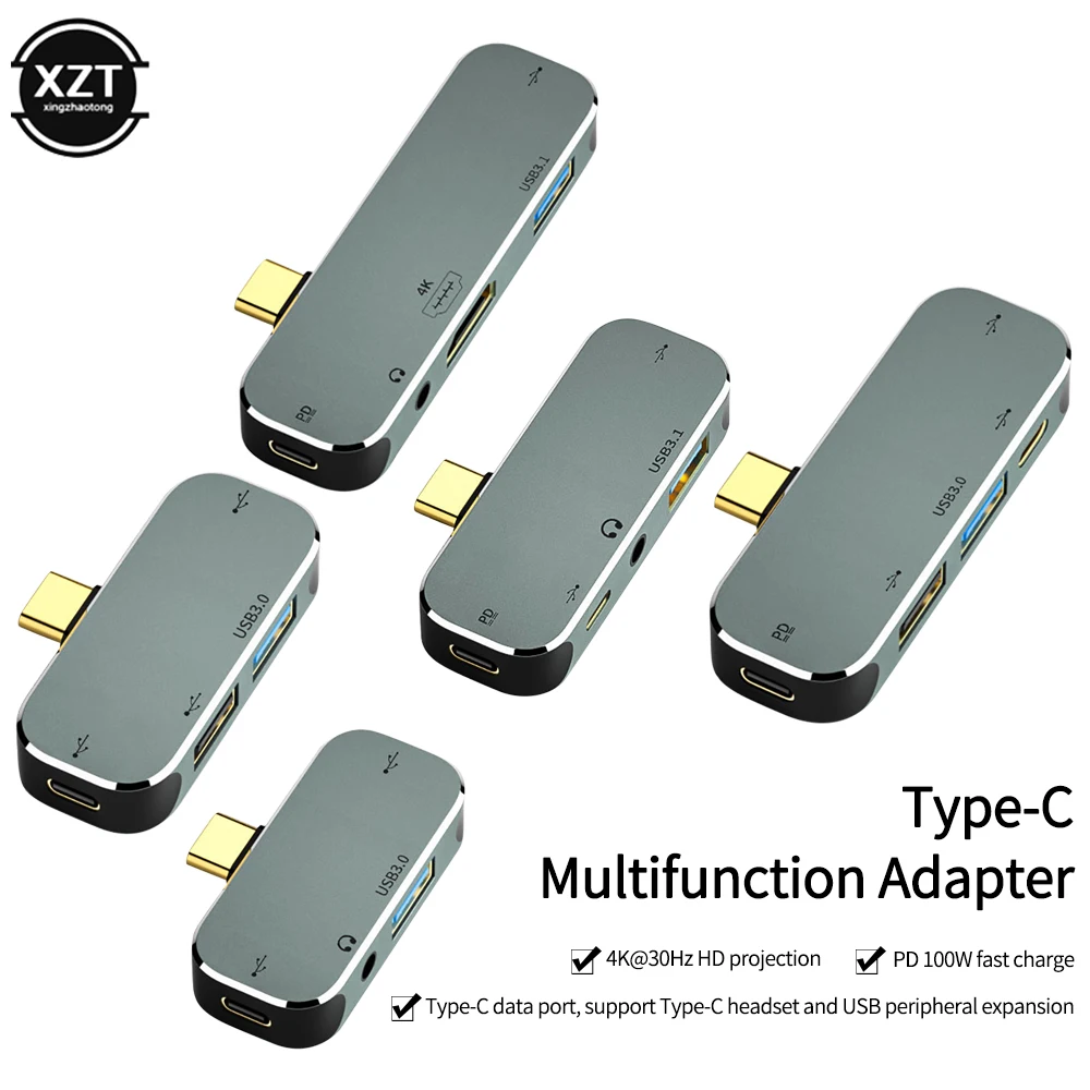 Adaptador de auriculares USB tipo C con conector de 3,5mm, convertidor de Cable 4 en 1 para Macbook, HUAWEI y Xiaomi, 3,1, 3,0, 2,0