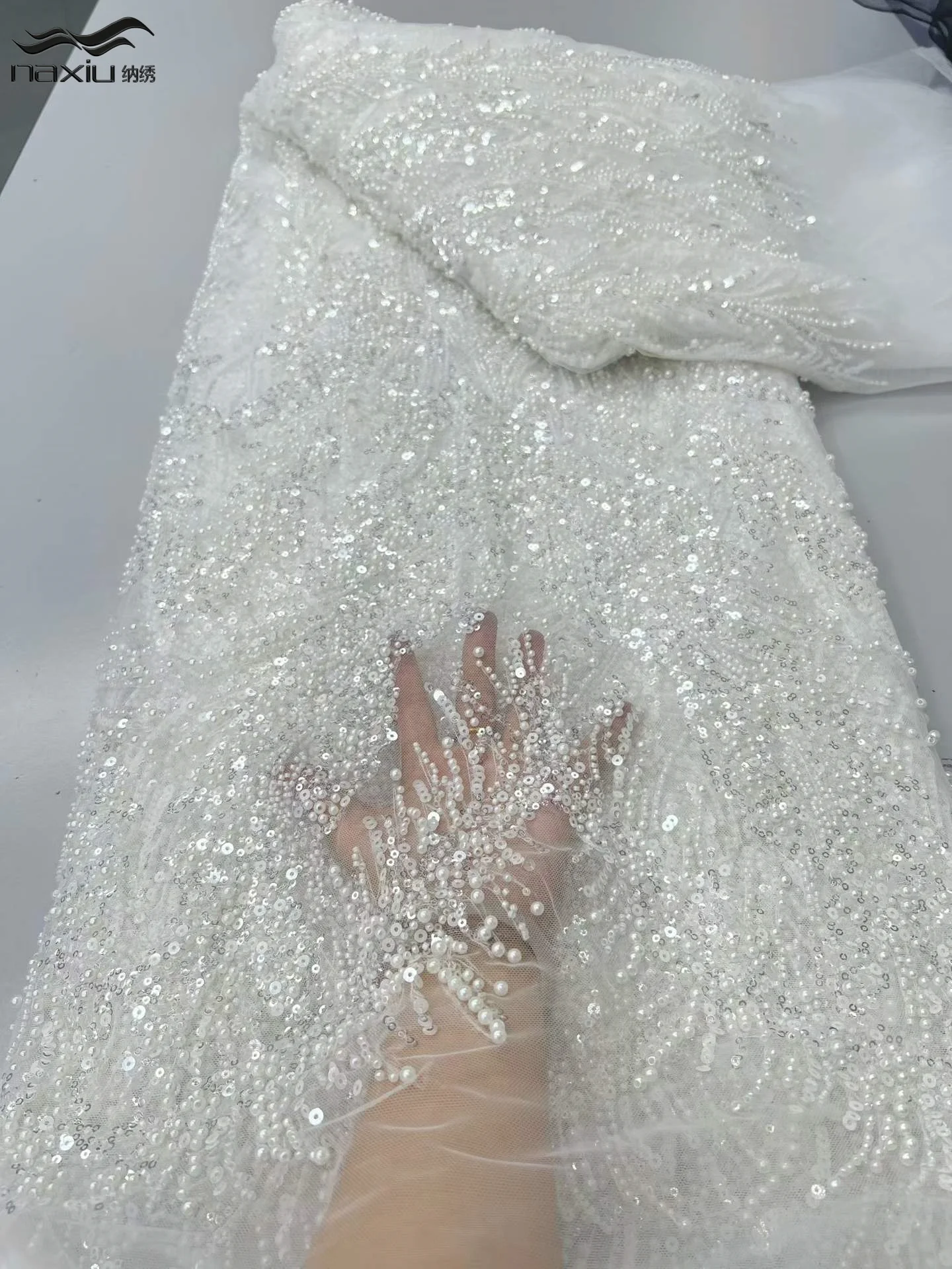 

Madison Luxury African Groom Beaded Lace Fabric 2026 High Quality Nigerian French Sequins Tulle Lace For Women Evening Dress