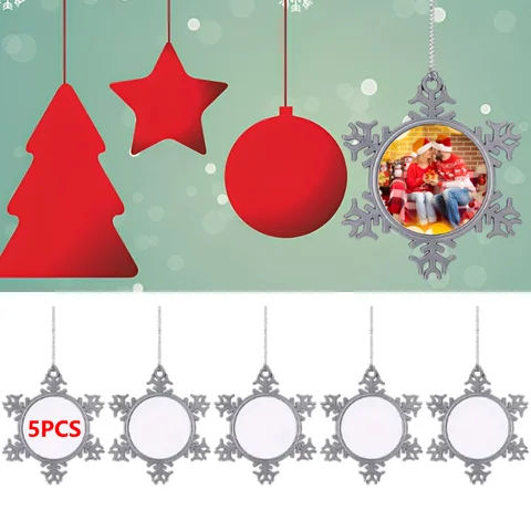 5PCS 승화 블랭크 금속 눈송이 펜던트, 눈송이 크리스마스 장식품은 가정 장식, 축제 장식에 적합합니다.