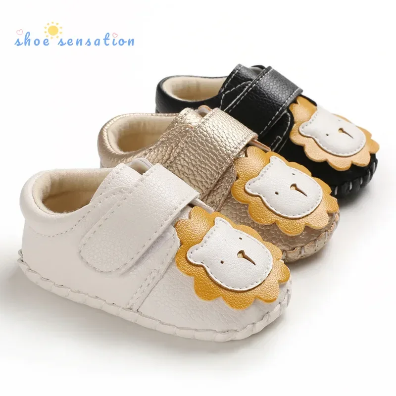 Meckior Baby Shoes Cute Lion Pattern Soft PU Non-slip Rubber Sole Newborn Comfortable Baby Boy Girl Walking Shoes 0-18M