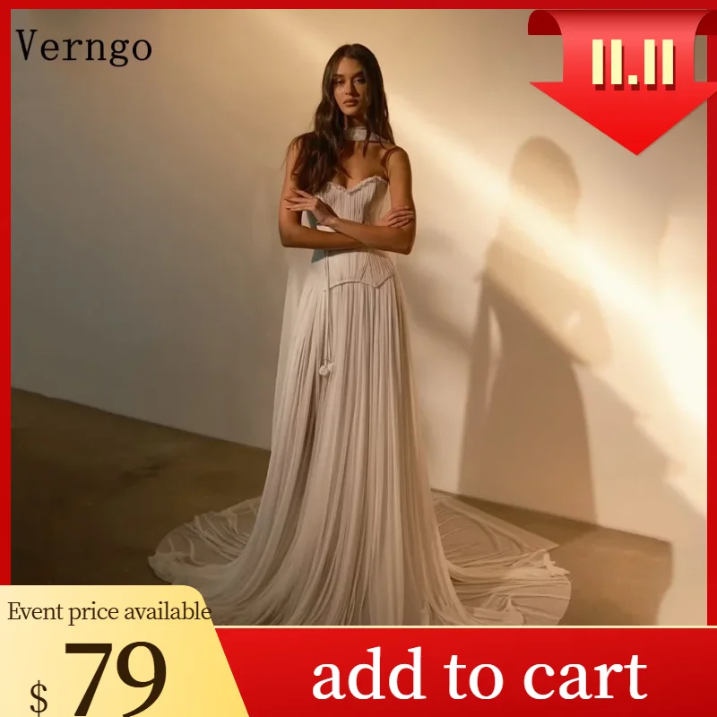 

Verngo шифоновое свадебное платье цвета слоновой кости без бретелек трапециевидной формы вечерние платья с скользящим шлейфом платья невесты по индивидуальному заказу