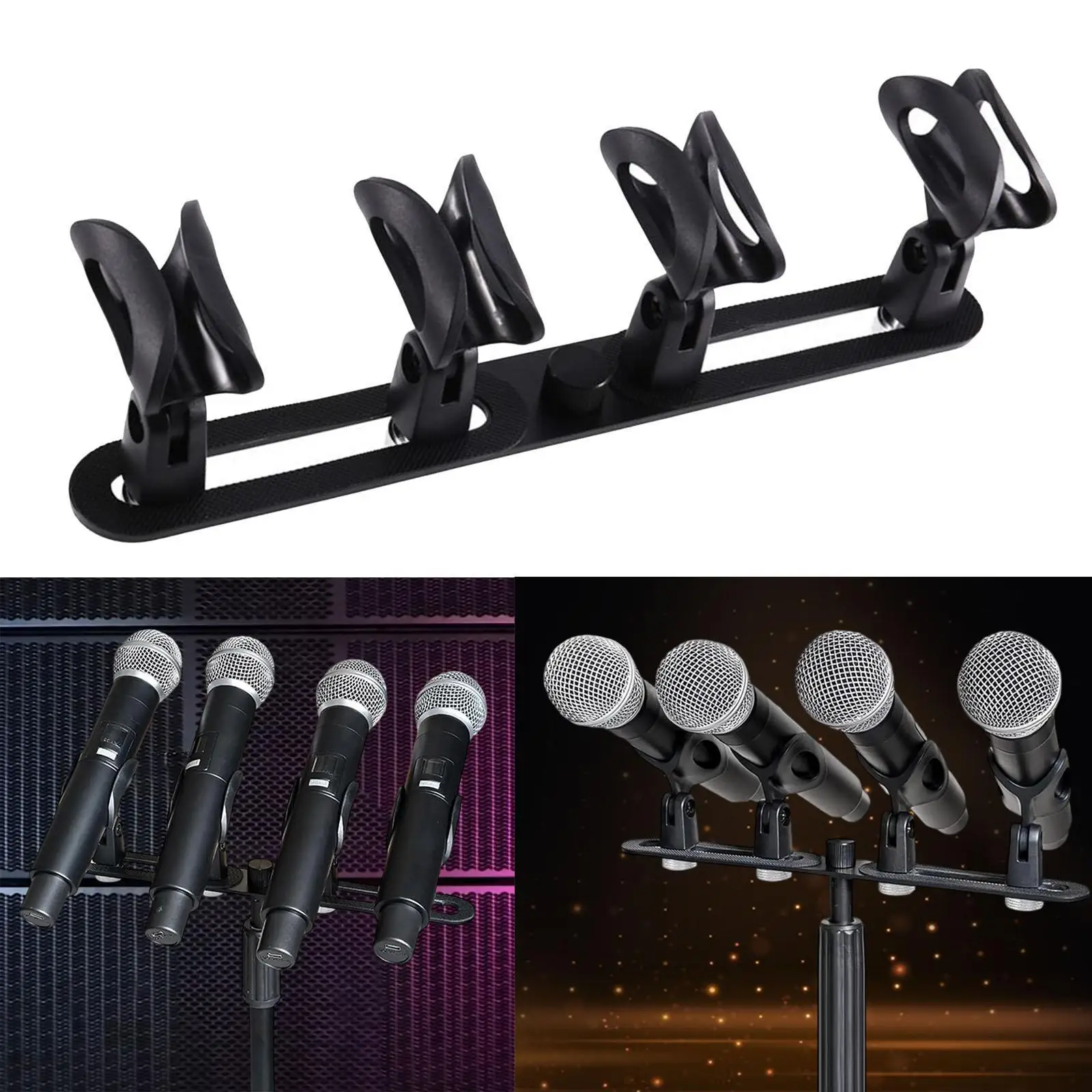 Stereo Array Spacing Microphone Mount Easy to Install Fits 3/8 5/8 inch Thread Mic Stand Mic Holder Bracket for Singing Speech