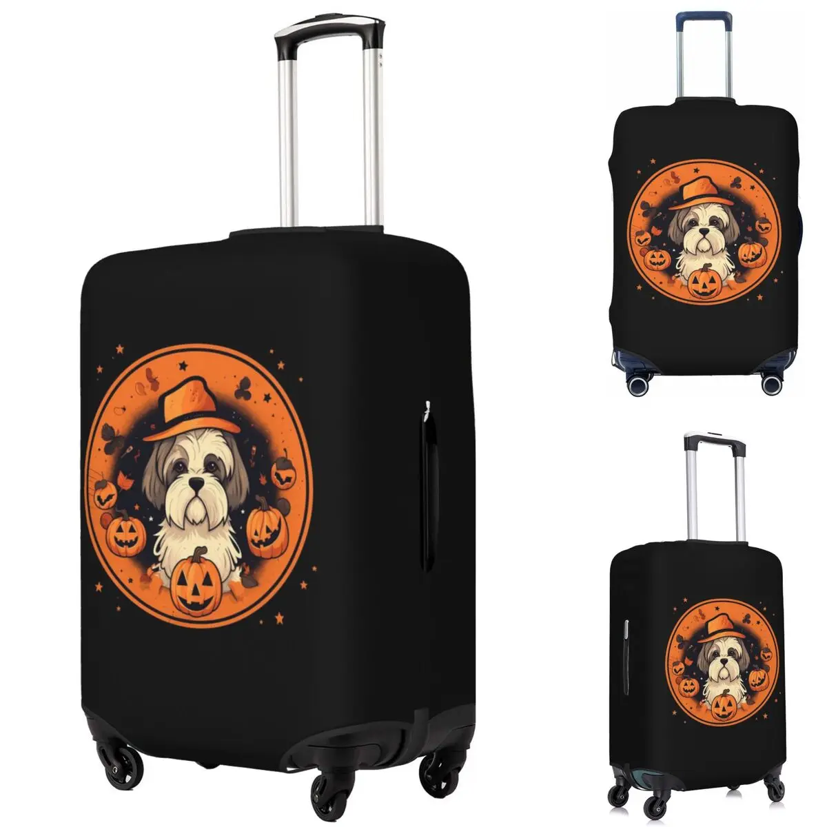 

Shih Tzu Dog Halloween, Love Dogs 2 Suitcase Cover Protection Elastic Trip Luggage Protector Covers for 18-32 Inch