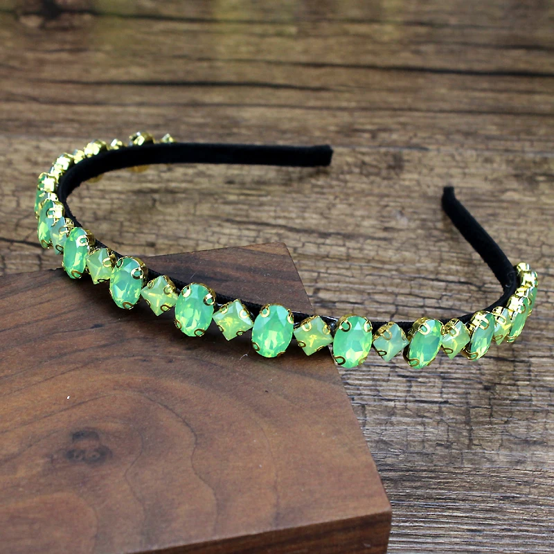 handmade sparkly pink green crystals luxury hairbands diamante hair jewelry rhinestone headbands for fashion women girls