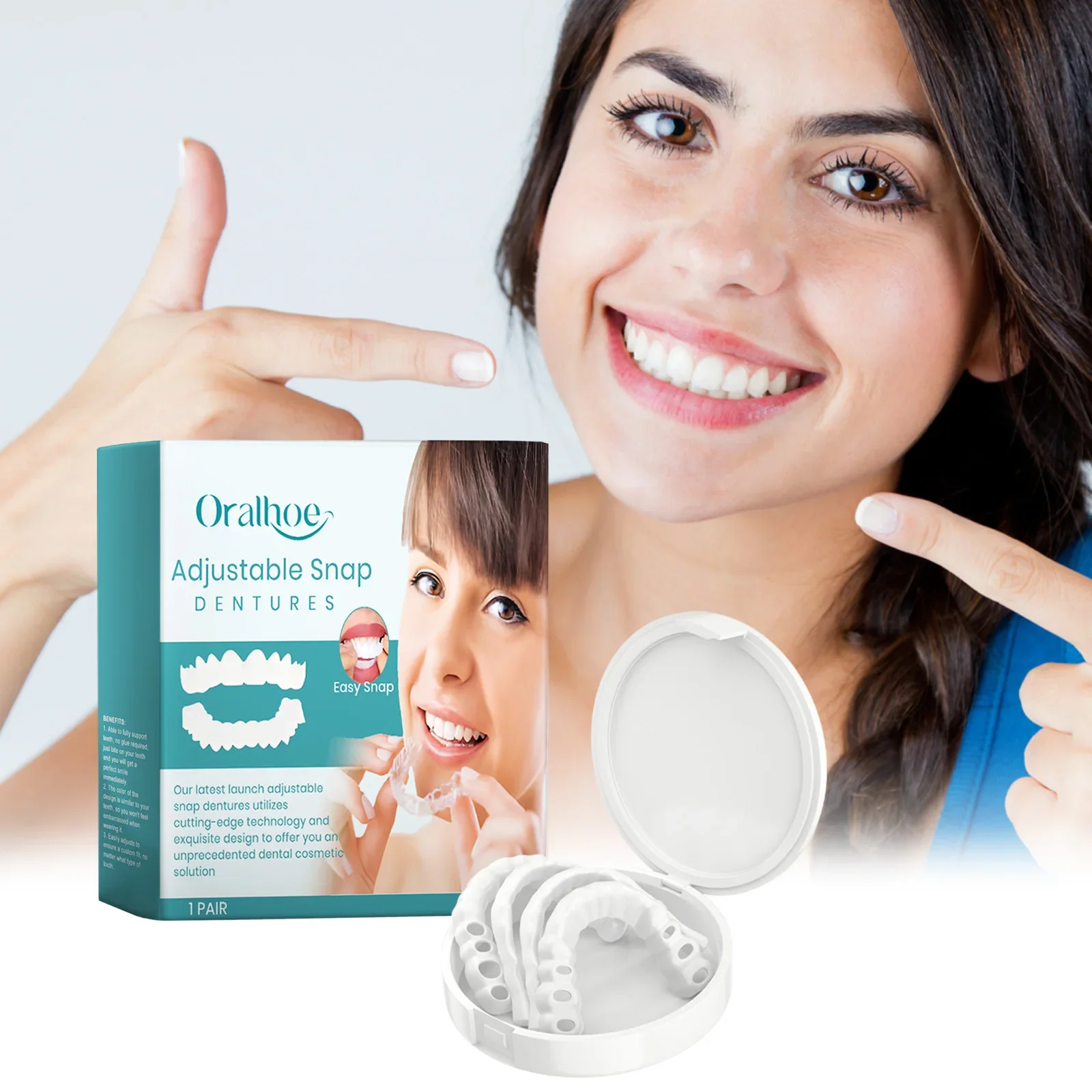 ชุดฟันปลอมปรับขนาดได้สำหรับผู้ใหญ่ ปี 2025 ฟันปลอมแบบสแนปออน ปรับได้ พกพาสะดวก ใช้ตกแต่งช่องว่างระหว่างฟัน เพิ่มความสวยงาม