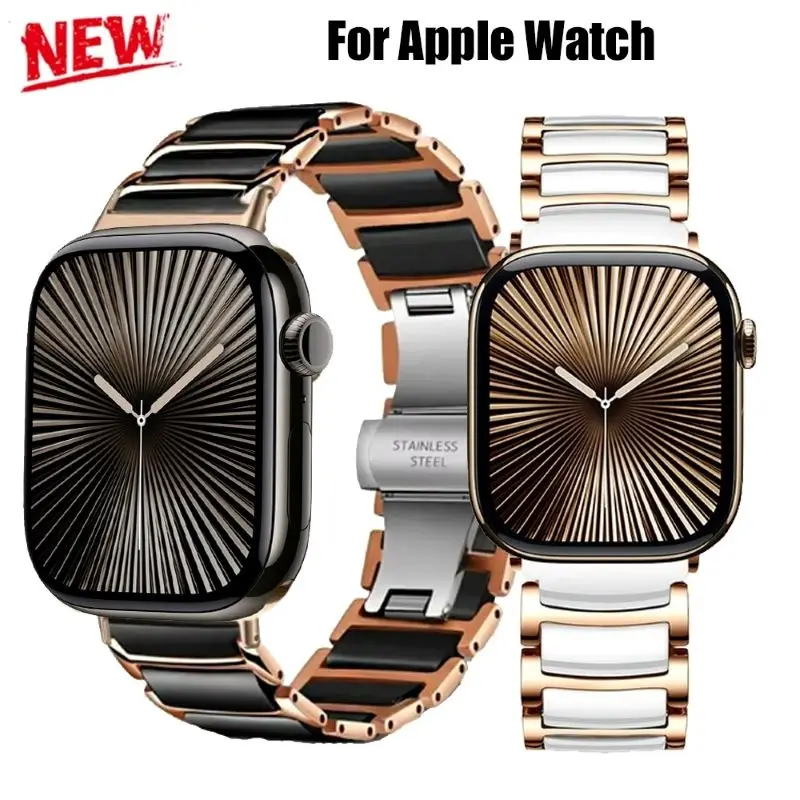 

Luxury Ceramic Strap for Apple Watch 49 46 44 42 40 38 45mm Wristband Repleacement Link Bracelet Band for iWatch S10 9 8 7 6 5 4