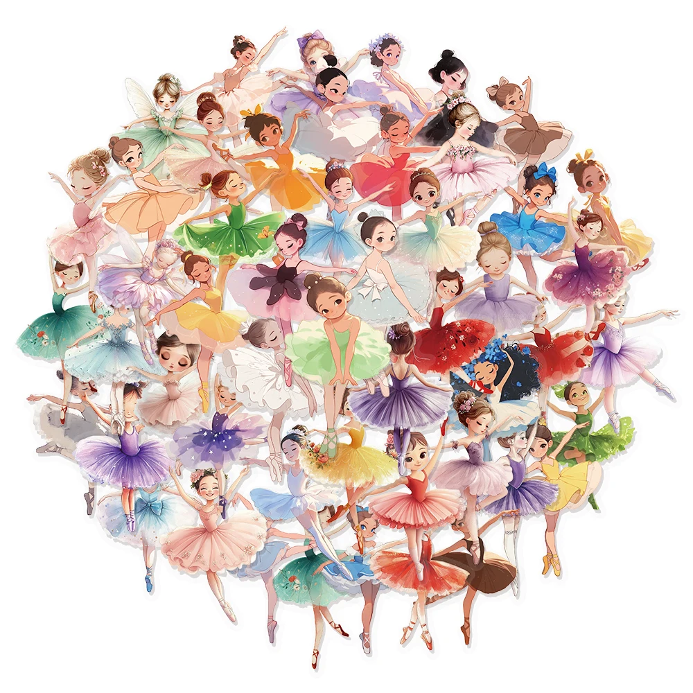 50PCS Beautiful Ballet Graffiti Decorative Stickers Luggage Notebook Phone Case Speaker Waterproof Stickers