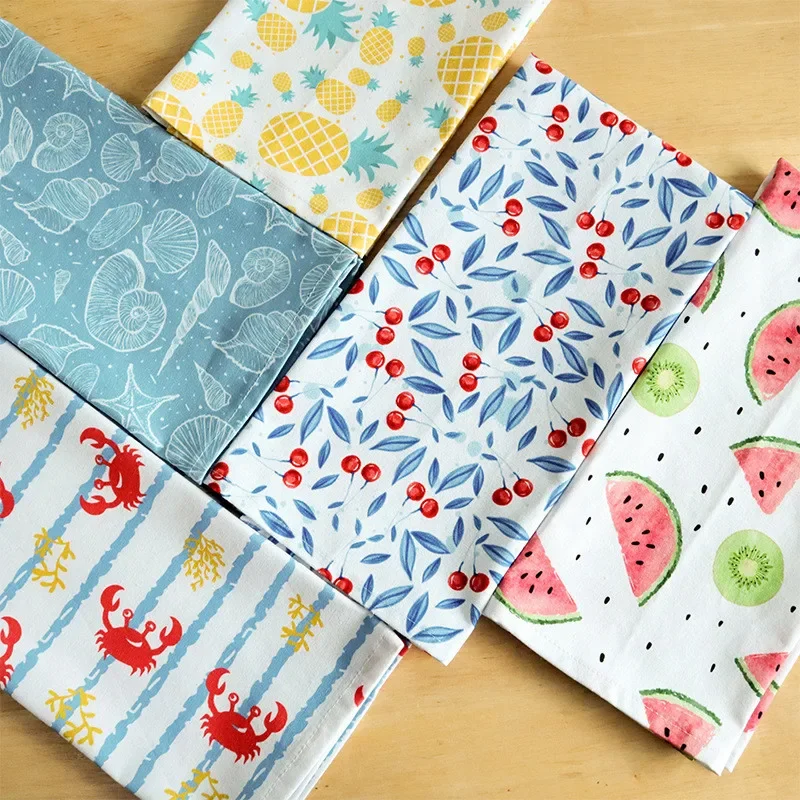 

1Pc 45x65cm Fruits Printed Cotton Table Napkins Placemat Kitchen Tea Towel Absorbent Dish Cleaning Cloth