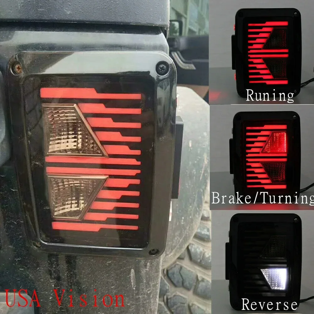 For 2007-17 Jeep Wrangler JK LED Rear Tail Lights Reverse Brake Turn Signals