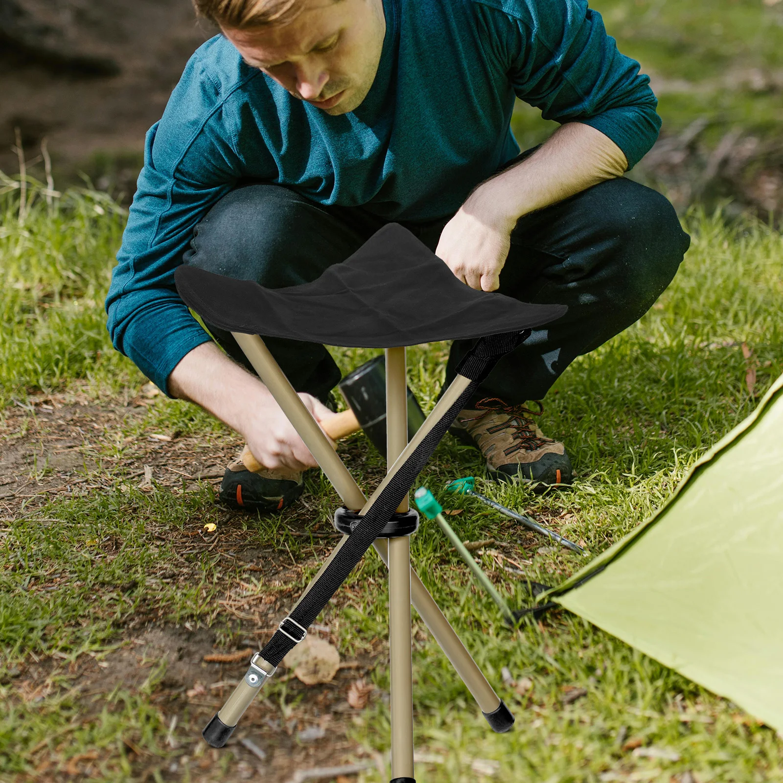 

Outdoor Triangular Stool Cloth Folding Portable Canvas Chair Tripod Camp Fishing Seat Mini Compact Supply Wearresistant