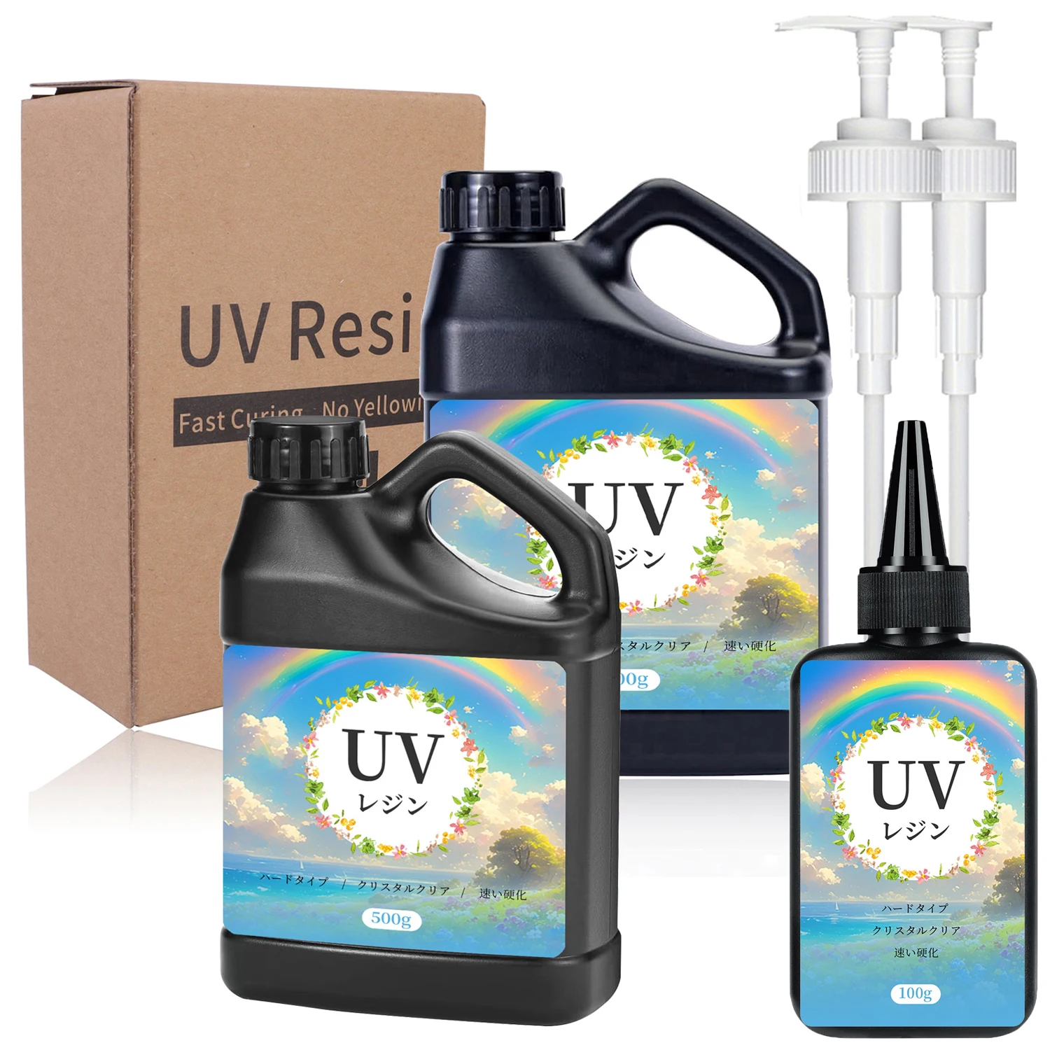 2026 Newly upgrad Rainbow square bucket,Upgrad Crystal Clear Epoxy Resin Up Premix UV Cure Resin for Craft Jewelry Making