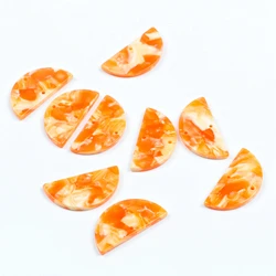 Tortoise Shell Leopard Charms,Acetate Acrylic Beads,Half Round Shaped Pendant,Semicircle Connectors 2Hole,Earring Parts