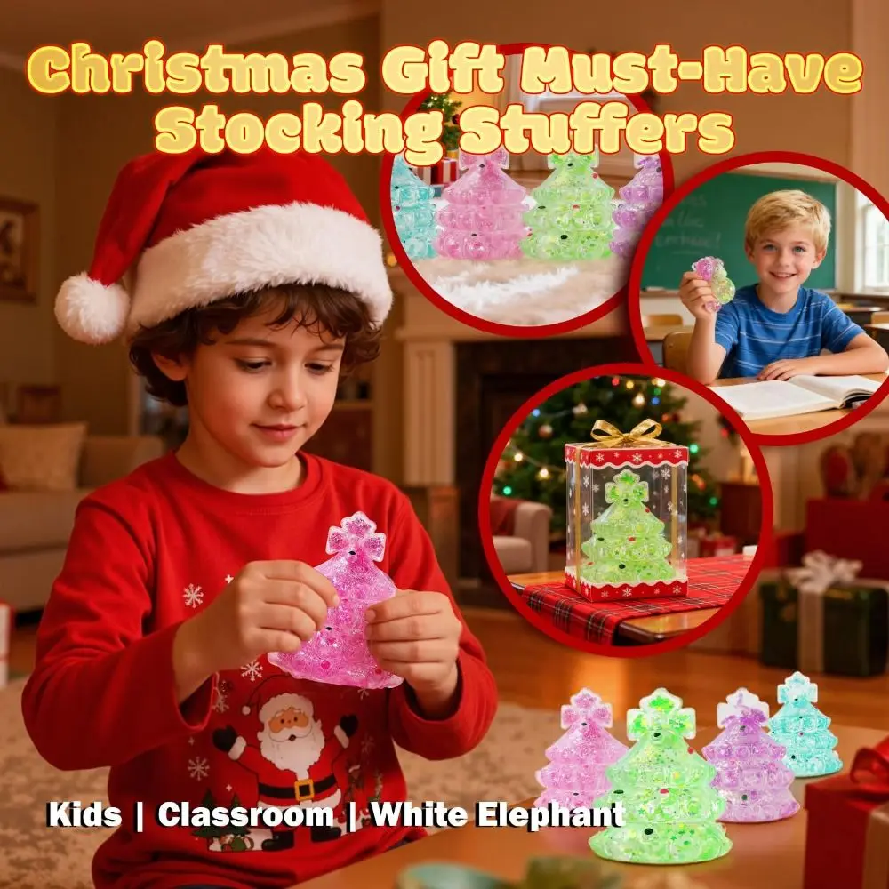 Glow In The Dark Pinching Soft Squeeze Material Slow Rebound Squeezable Fidget Christmas Tree Shaped Stress Release