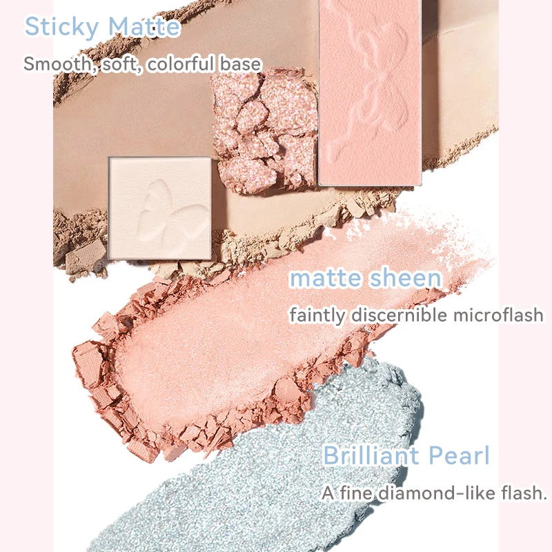 Paleta de sombras rosa fofa de 8 cores, acabamentos foscos, brilhantes e brilhantes, tons de terra para aparência retrô esfumaçada, uso duradouro