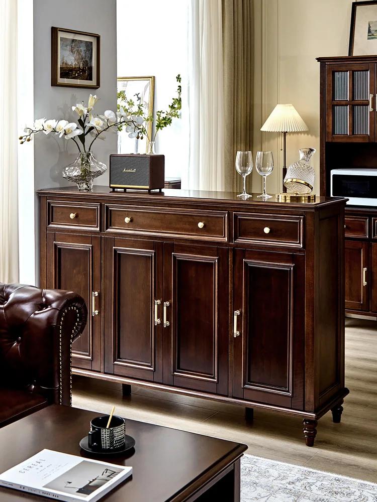 

American pure solid wood partition double-sided living room room storage multi-functional entrance shoe cabinet cherry wood