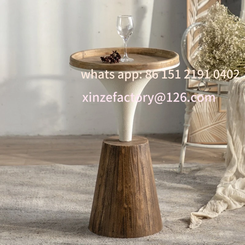 Customizable Wabi-sabi Wind Solid Wood Small Coffee Table Side Table Modern Simple Homestay Sofa Round Table Designer Small