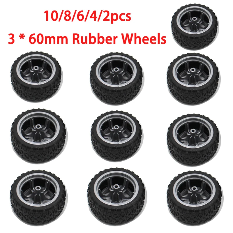 New 3 * 60mm Rubber Wheel Off Road Four-wheel Drive Vehicle Wheels Soft Tire Skin Detachable DIY for Making Toy Car Accessories