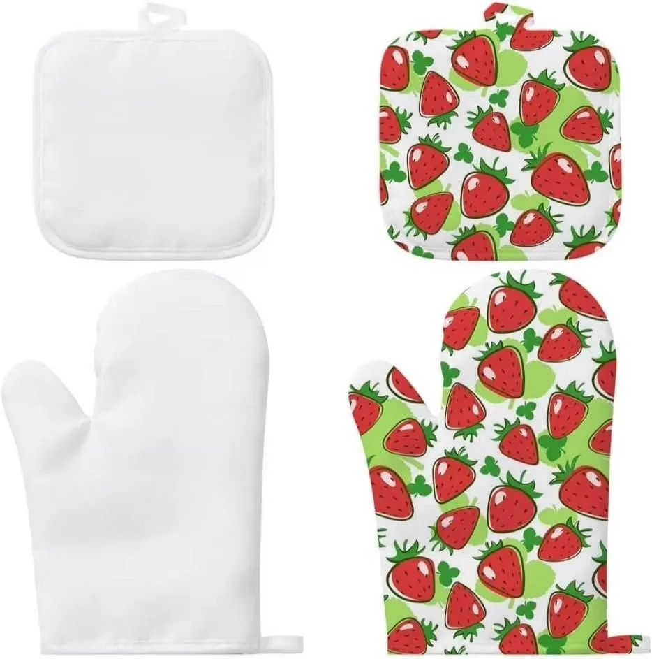 

Набор из 2 шт., полиэстеровые сублимационные пустые прихватки и держатель для кастрюли для персонализированных перчаток для выпечки, кухонные подушечки, изоляция инструмента для приготовления пищи