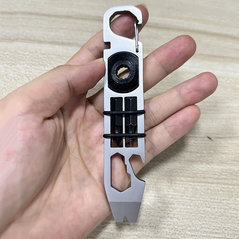 EDC Multifunction Crowbar Double-sided Ratchet Wrench Outer Hexagonal Wrench 6#7#8#10# Bottle Opener 4mm Bicycle Spoke Wrench