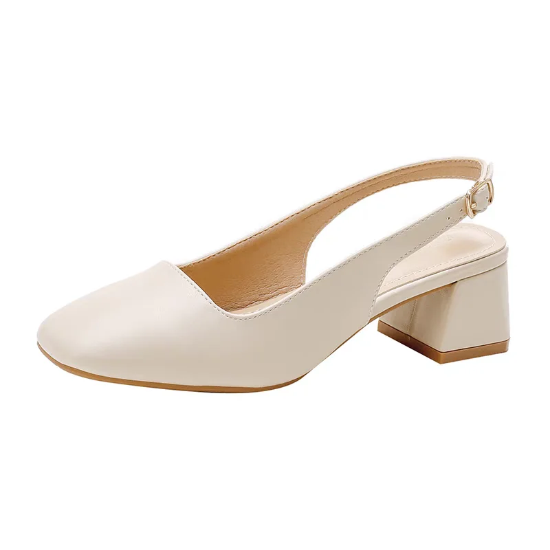 

Brand Genuine Leather mid Heel Open Toe Sandals Summer Outdoor Wear Ele Commuting Versatile Low Cut Comfortable Thi Hee...