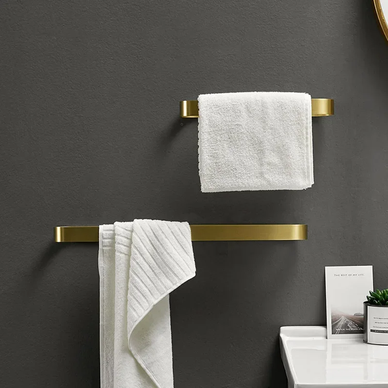 

Bathroom Towel Holder Wall Mounted Towel Hanger Brushed Gold Towel Rack Storage Rack Shelf 30cm/40cm/50cm Bathroom Accessories