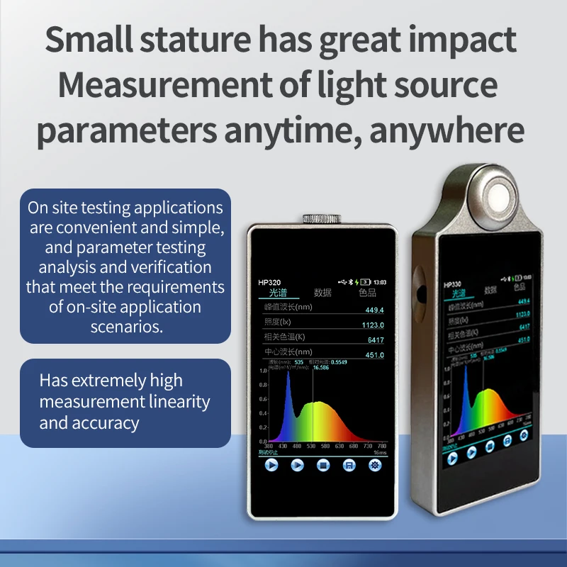 Medidor de iluminancia espectral HP330, medidor de temperatura de Color Ra, longitud de onda CCT, espectómetro de capacidad de Color