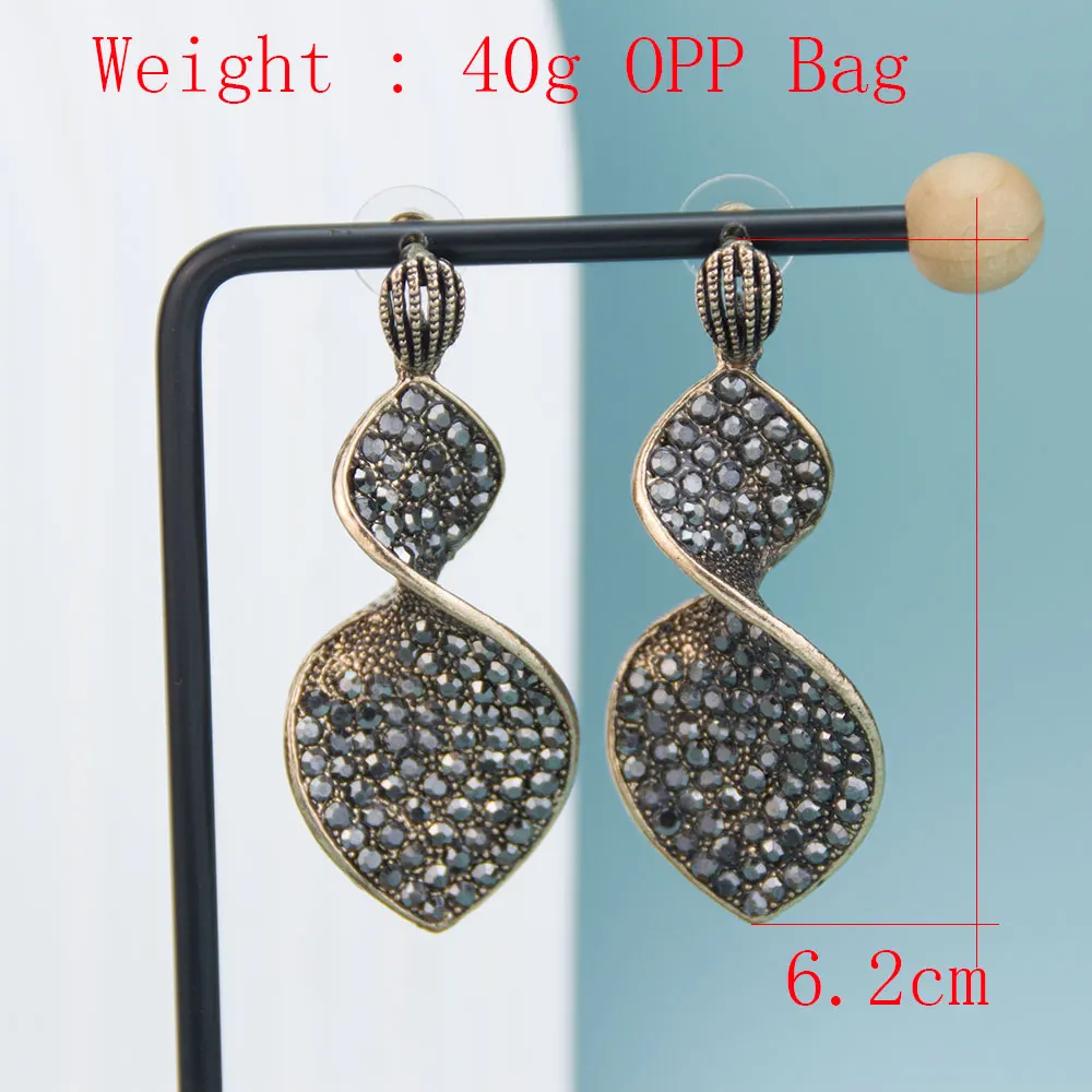 Sunspicems Retor Gold Color Crystal Women Drop Earring Mobius Modelling Rhinestone Indian Bohemia Party Jewerly