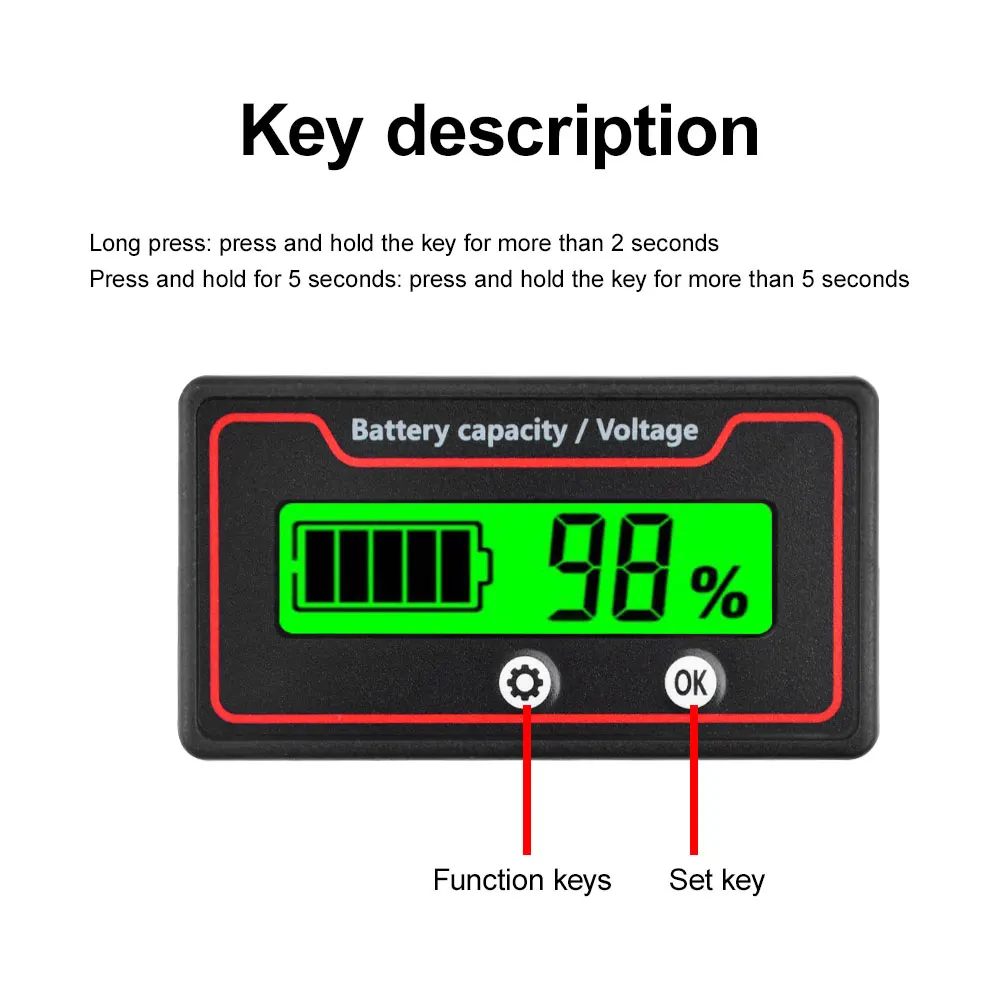Indicatore di livello di carica della batteria dell\'auto 12V 24V 36V 48V 60V 72V misuratore di capacità della batteria al litio Display Tester LED