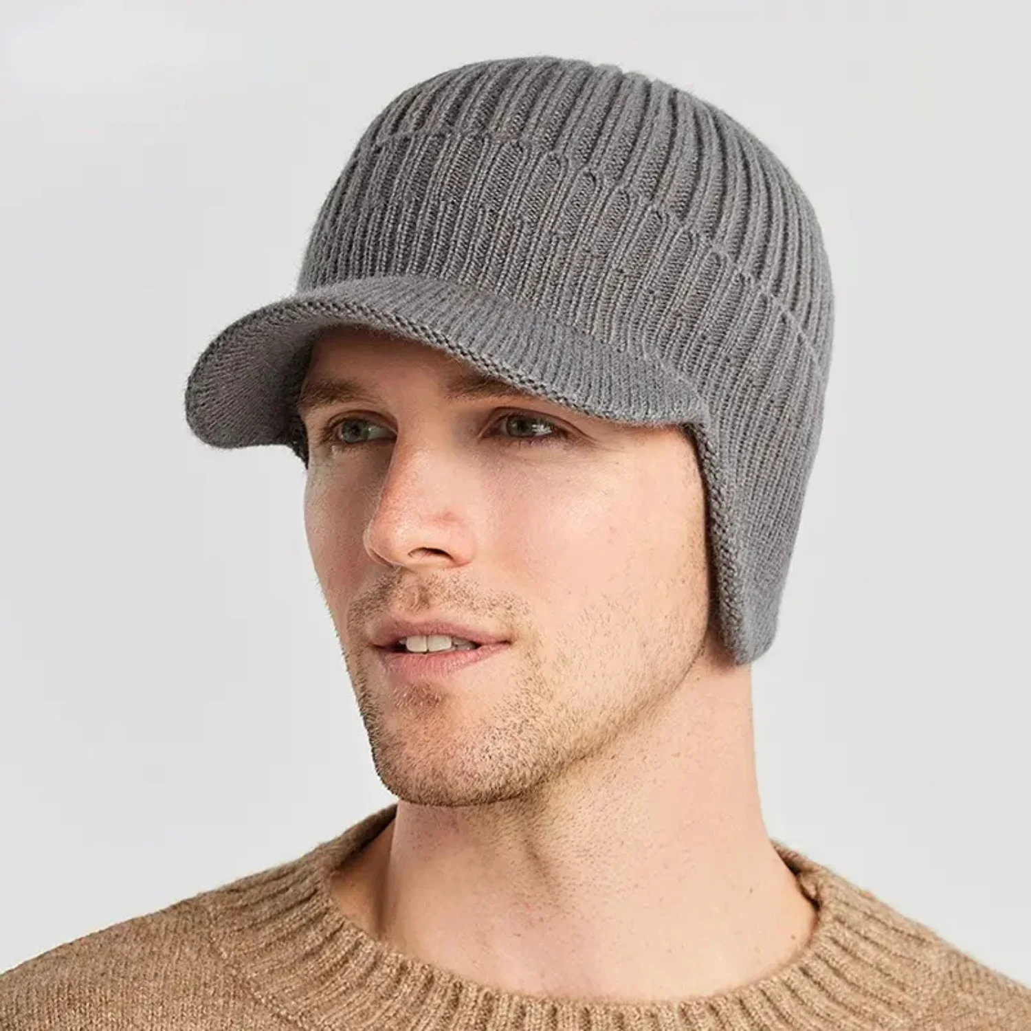 

Outdoor Thickened Wool Knitted Hat Cap with Ear Protection - Windproof & Warm for Cycling and Hiking