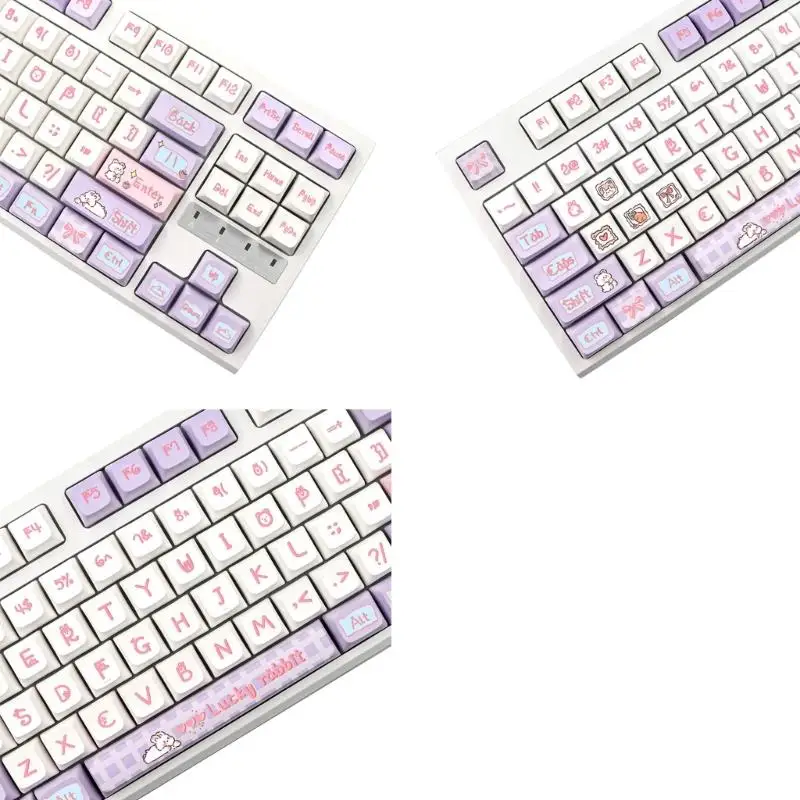 144 Keys Milk Rabbit Keycaps XDA PBT Dye-Subbed Mechanical Keyboard Keycap Set 2023