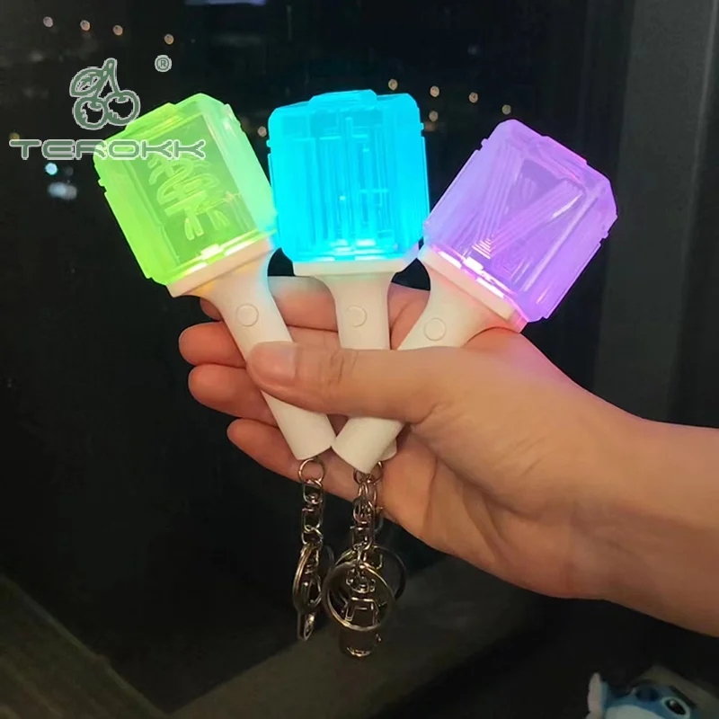 Mini Lightstick Keyring LED Light Keychain Idol Support Glow Stick Key Chain Backpcak Pendant Decoration For Kpop Fans Gifts