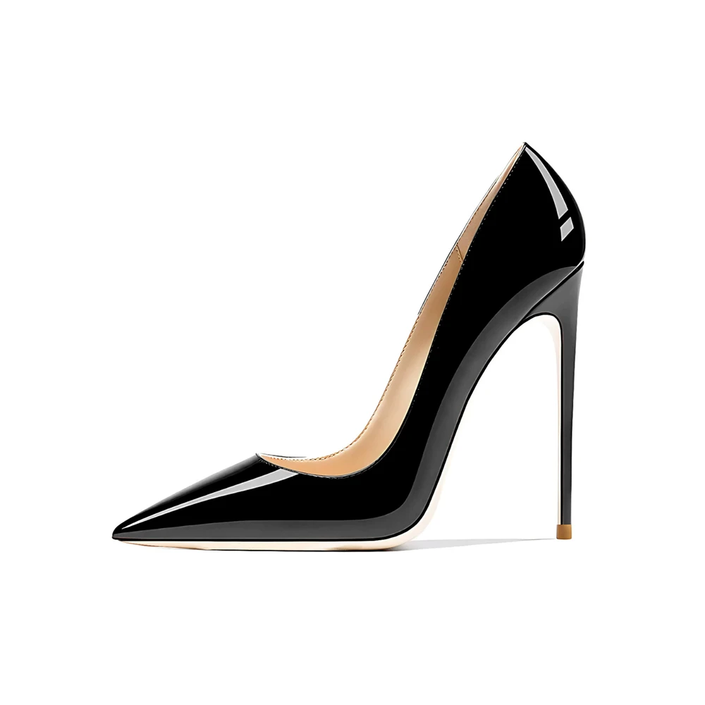 

Spring new pointed toe shallow patent leather simple OL work single shoes banquet dress large size thin high-heled women's shoes