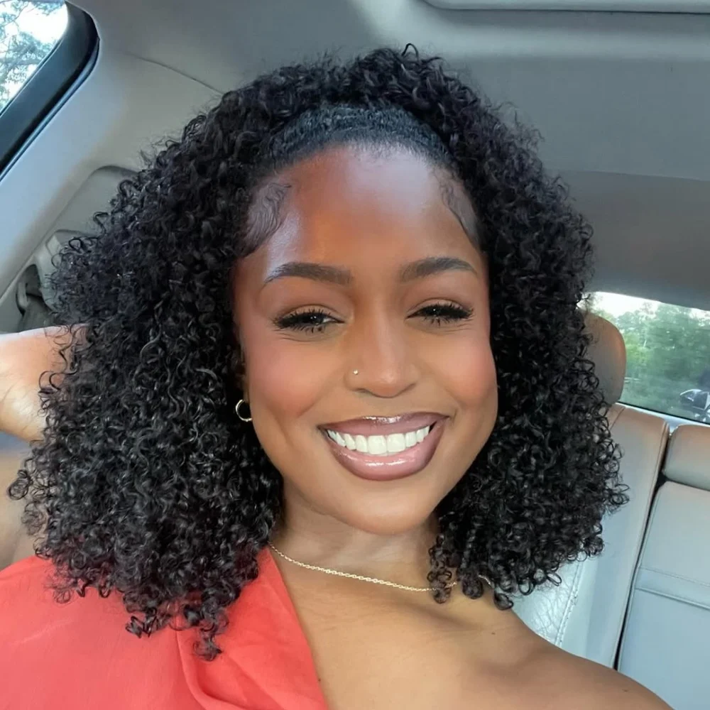 

Glueless Half Wig Burmese Pixi Curly Wear And Go Human Hair Wigs 350% Density Machine Made Clip-in Wigs With Drawstring Seamless