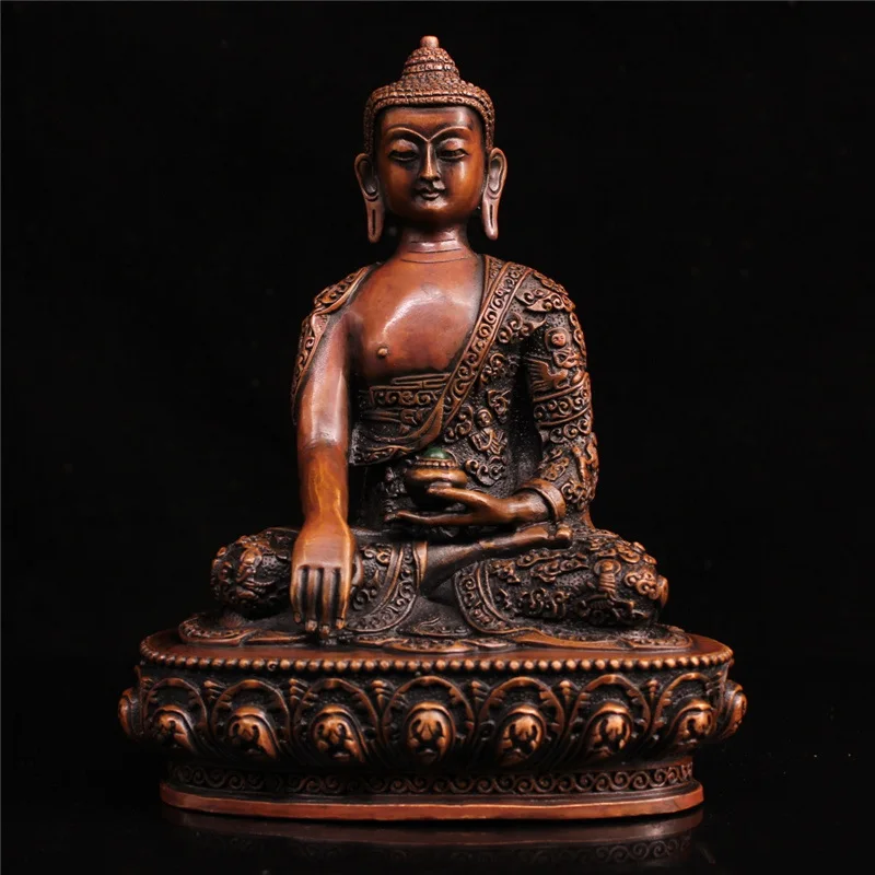 Brass Three Treasures , copper-colored , Medicine , Amitabha , Shakyamuni Buddha statue decor