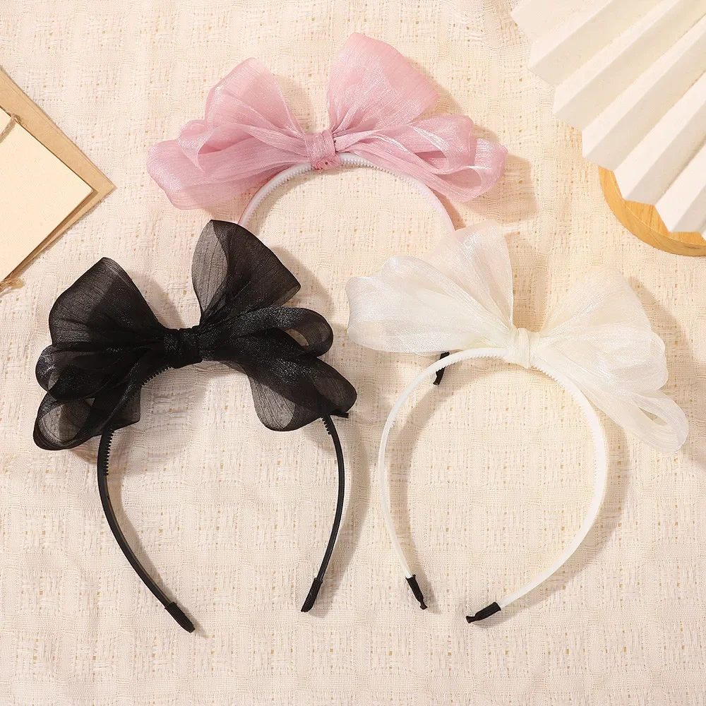 

RAINBOW BOWS 1Pcs Sweet Hairbands Double Layered Bowknot Headband for Girls Wedding Party Hairhoop Children's Hair Accessories