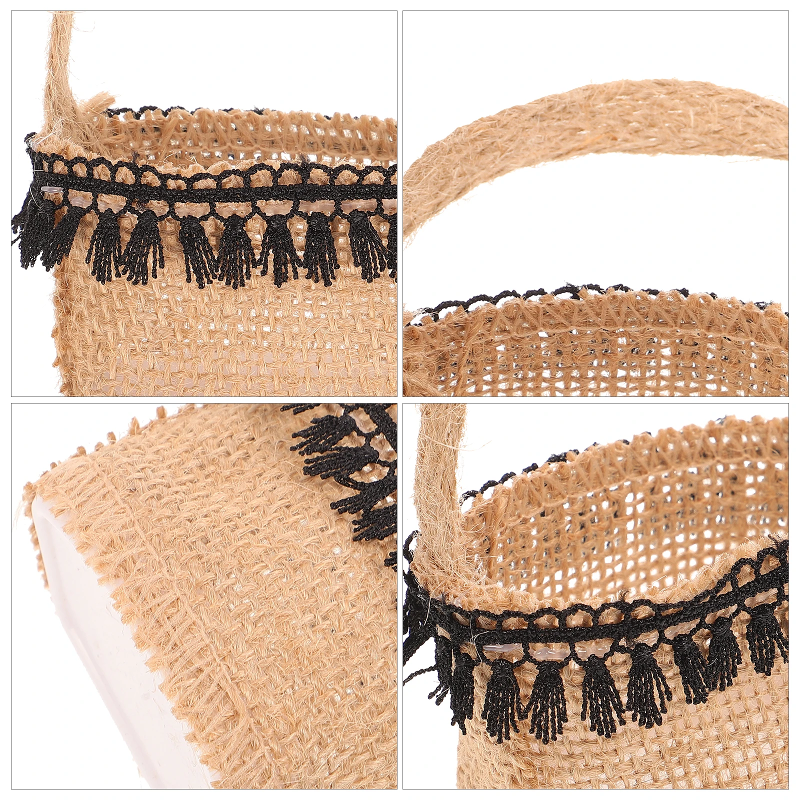 

4pcs Linen Storage Baskets Wedding Flower Girl Basket Burlap Candy Bag Tote Bags Romantic Atmosphere Use Portable Hold