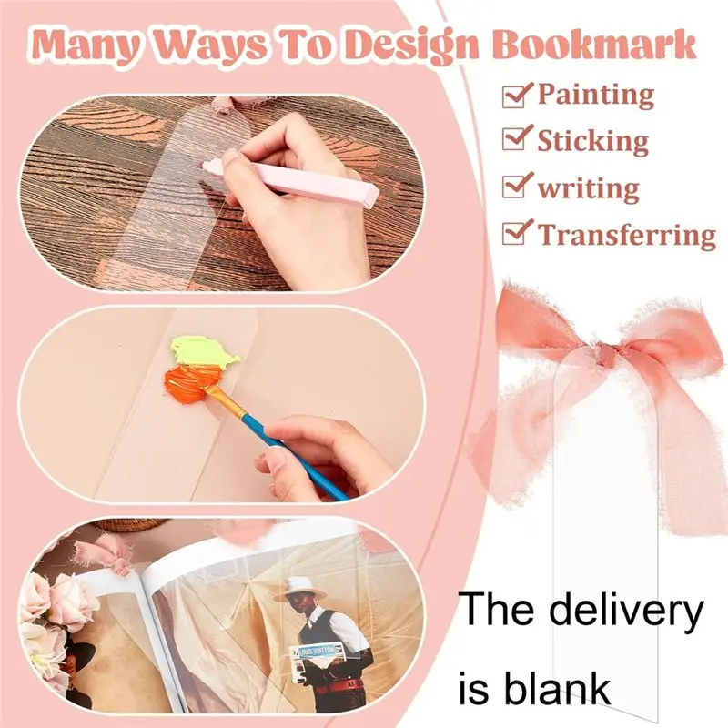 ABLL-24PCS Transparent Acrylic Bookmark Blanks Clear Acrylic Bookmarks Acrylic Tags DIY Bookmark Book Accessories