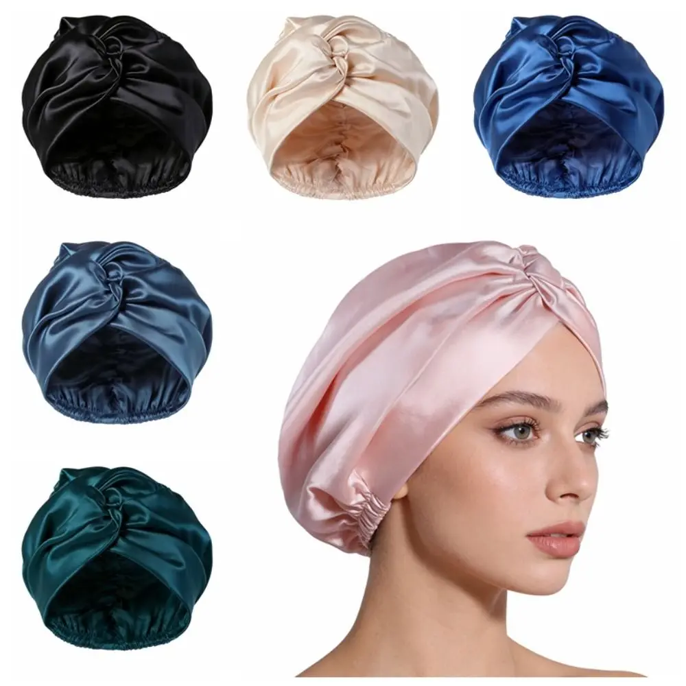 Premium Adjustable Silk Satin Hair Bonnet Satin Fabric Breathable Pure Silk Turban Smooth Luxury Silk Wrap Sleeping