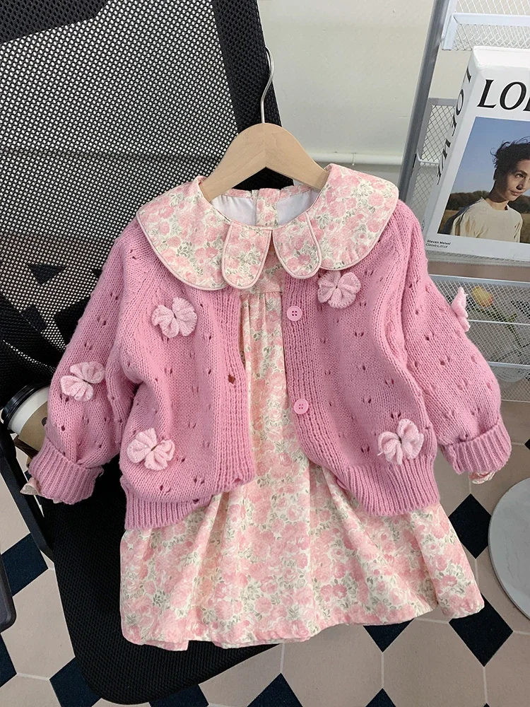 princ-sle-girls-dr-set-autumn-faion-baby-open-cardigan-children's-skirt-spring-autumn-little-kids-clothes