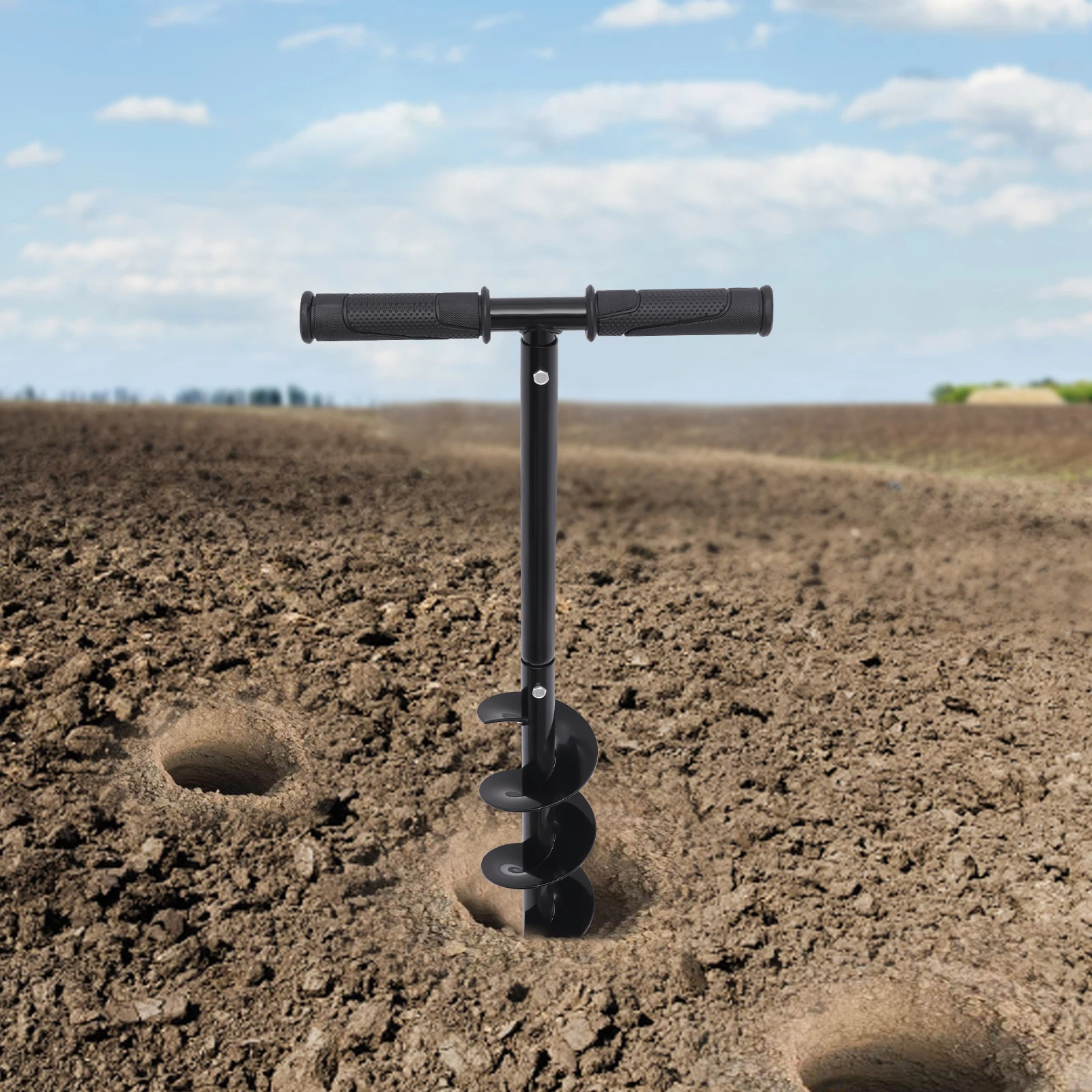 Hand Drill Auger Post Hole Digger, 24-Inch Compact Design, Eco-Friendly Manual Operation, Lightweight, Ideal for Gardening,