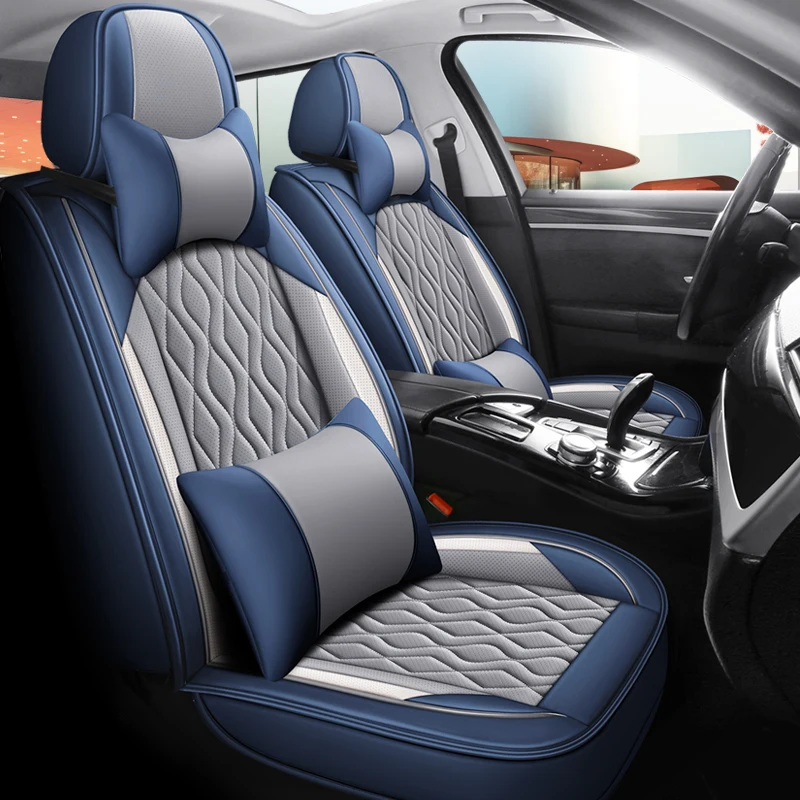 Front Row Double Seat, Luxurious Nappa Leather Full-Cover Car Seat Cover, Universal Fit, Delicate Texture, Soft, Comfortable, Breathable, Suitable for All Seasons, Three-Dimensional Full Surround Design, Ergonomic Design, Side Support, Paired with Comfortable Headrest and Lumbar Support, Enhances Driving Experience, Available in Five Colors, Suitable for Sedans, Suvs, Pickup Trucks and Other Various Models