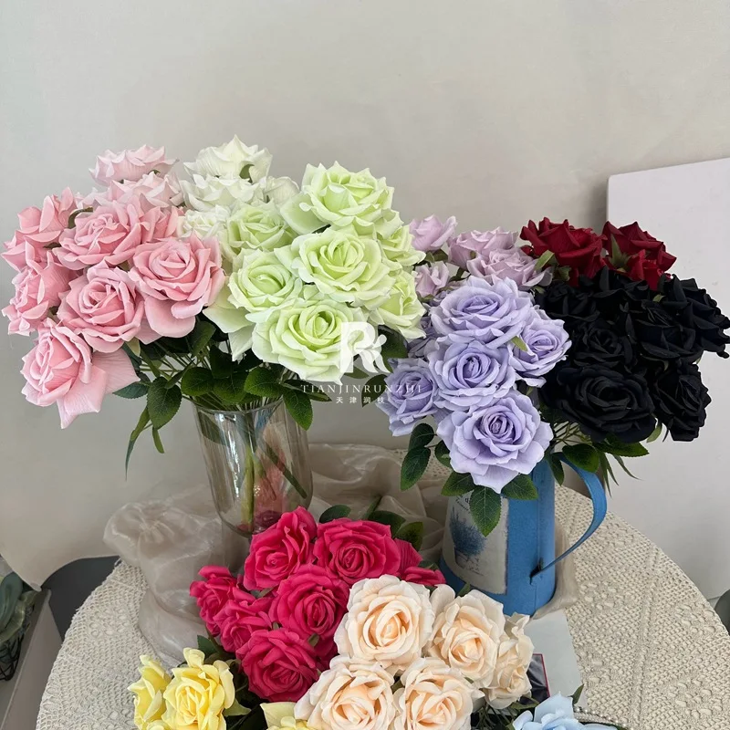 

9-head Barbie Rose Simulation Flower Wedding Road Guide Floor Arrangement Home Photography Flower Wall Decoration