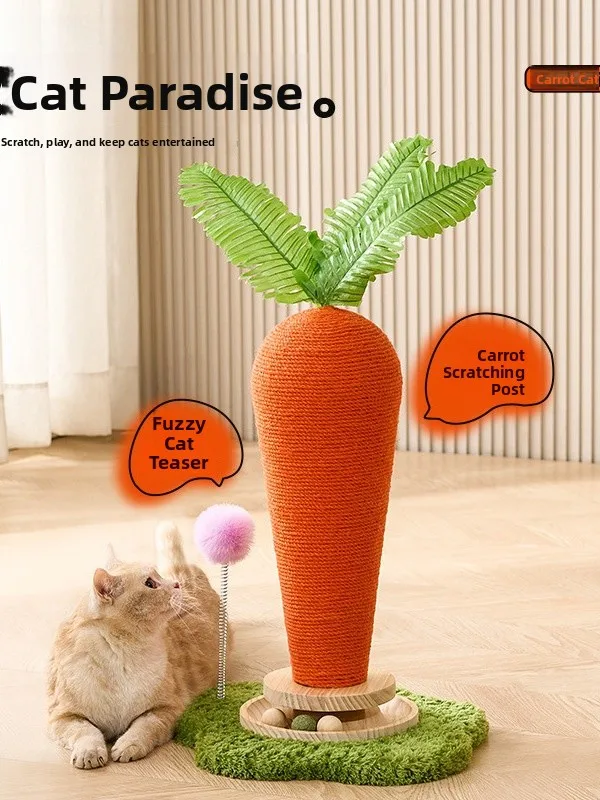 carrot-shaped-vertical-scratching-post-for-cats-durable-linum-usitatissimum-material-design-wear-resistant-no-shedding